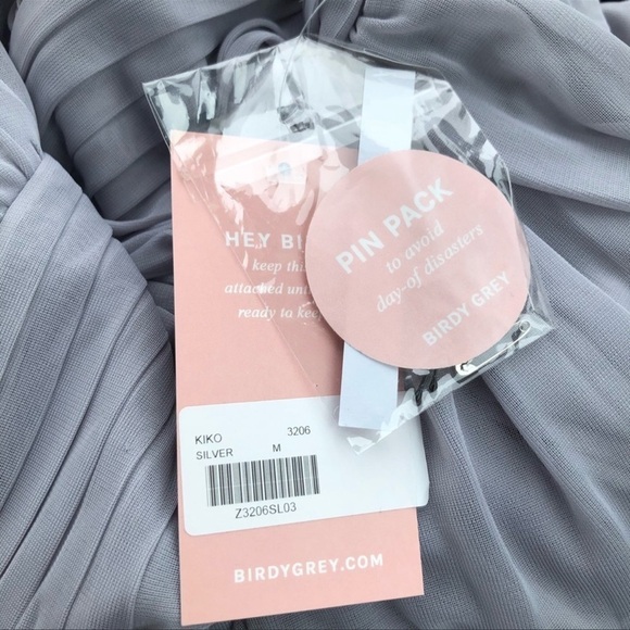 Birdy Grey Kiko Dress Silver Gray Formal Bridesmaid Wedding Medium NEW - Picture 3 of 6